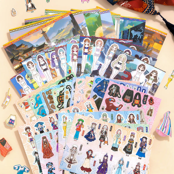 32PCS Ethnic girl series sticker book