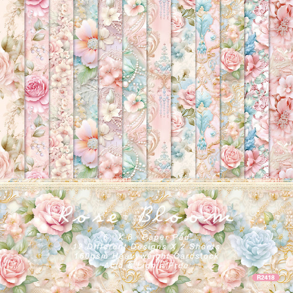 24PCS Rose Bloom background paper