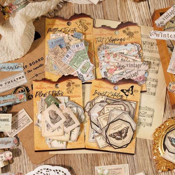 60PCS Vintage long poem series sticker