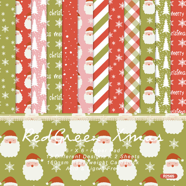 24PCS Redgreen Xmas material paper