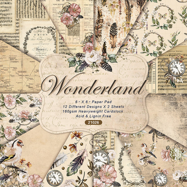 24PCS Wonderland background paper