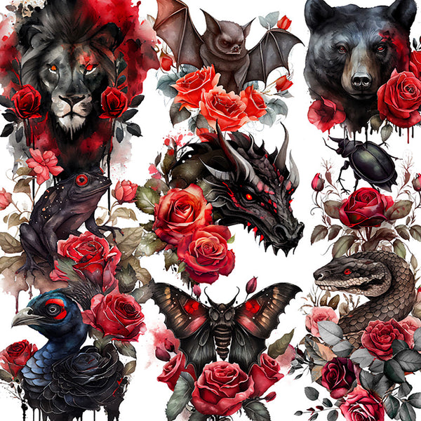 20PCS Gothic rose animal sticker