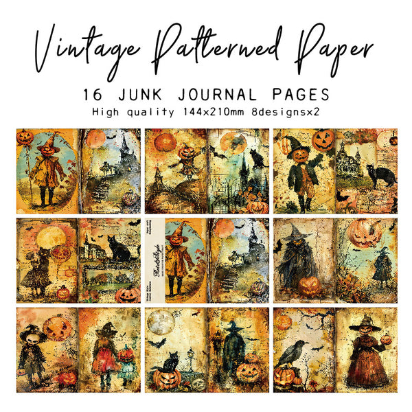 16PCS Retro Halloween background paper