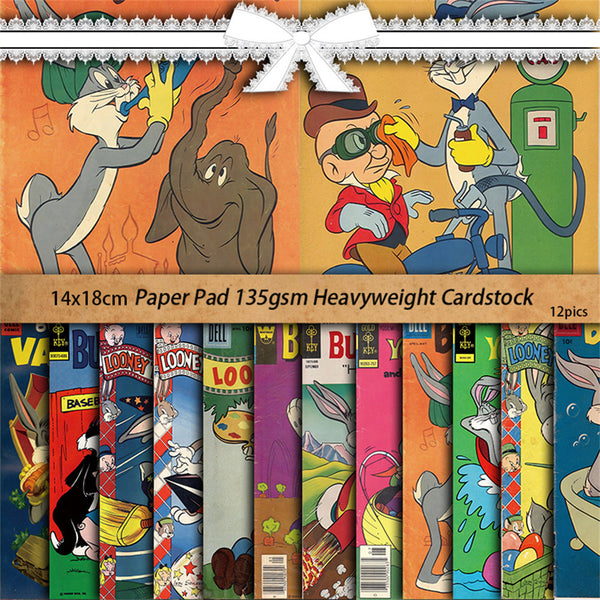 12PCS Retro Bugs Bunny material paper