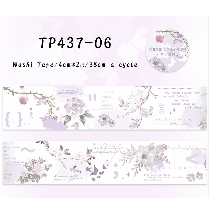 Flower Washi Tape- Black/White