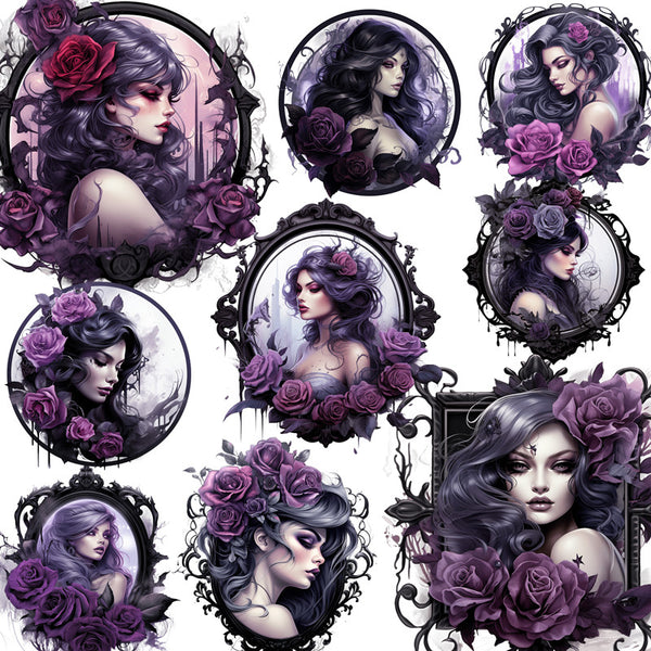12PCS Purple Witch sticker