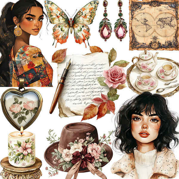 20PCS Retro girl items sticker