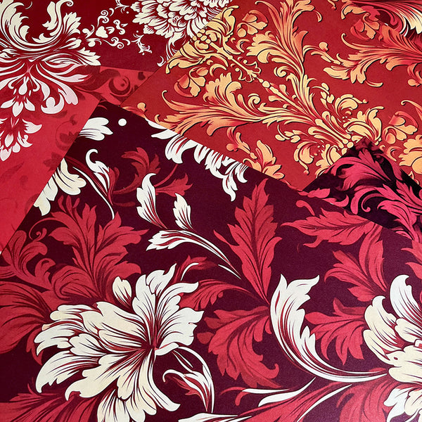 14PCS Baroque red pattern background paper