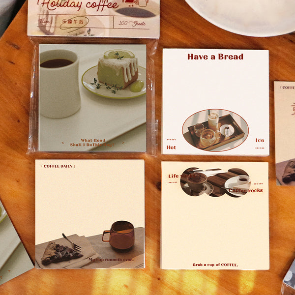 100PCS Coffee Holiday Series note paper
