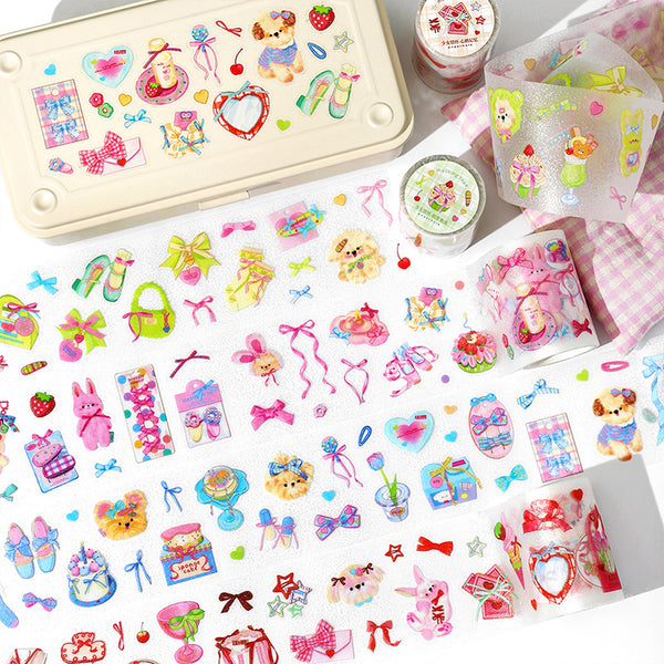 Girl's Feelings Series Die Cutting Flash Sand PET Tape