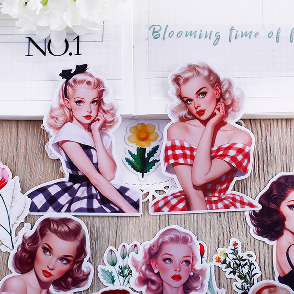 26PCS Retro girl sticker