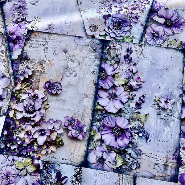 12PCS Purple garden flower background paper
