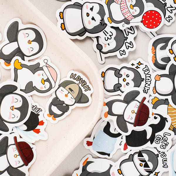 46 adet sevimli küçük penguen serisi etiket