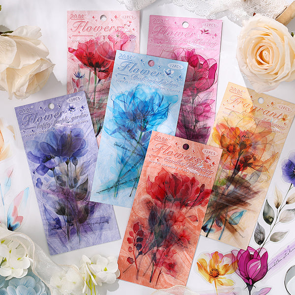 12PCS Carefree Flower series sticker