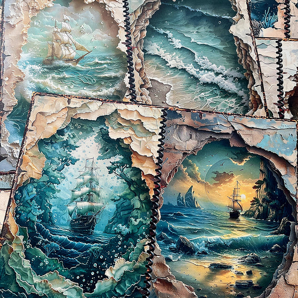 14PCS Sea Mermaid Castle background paper