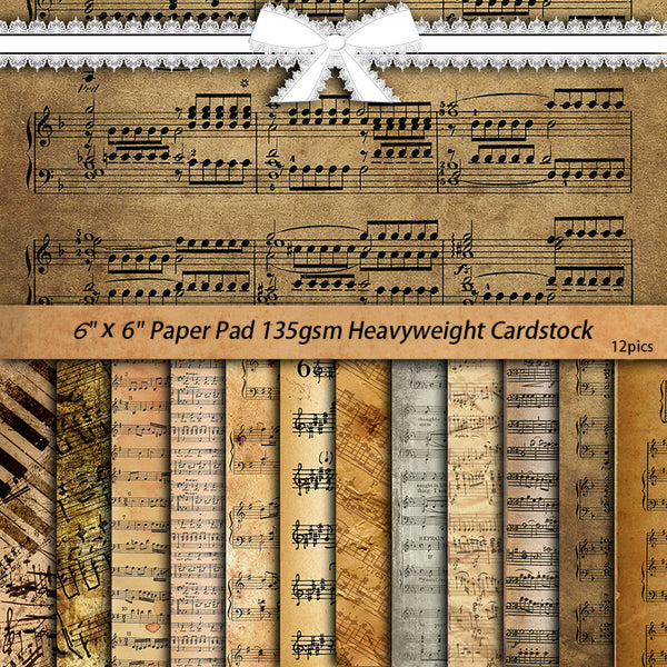 12PCS Vintage European piano sheet music material paper