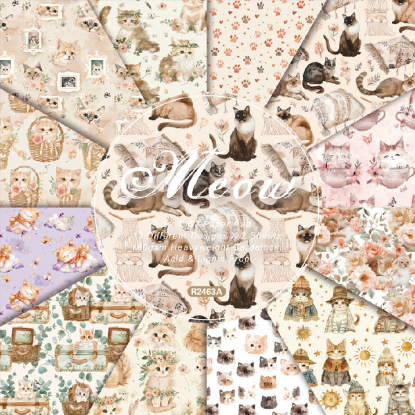 24PCS Meow background paper