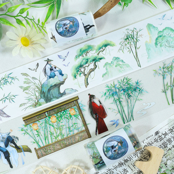 Traveler in the forest Washi/Shell Silver PET Tape