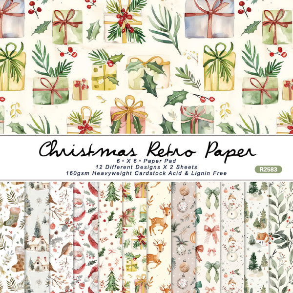 24PCS Retro Christmas background paper