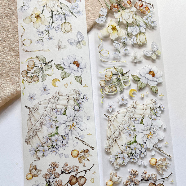Whole Roll 6.5cm*5m Delicate twig Washi/PET Tape