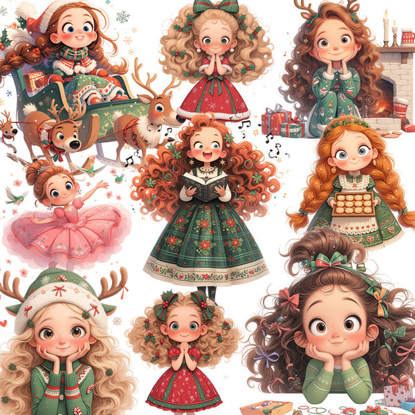 20PCS Cute curly hair girl sticker