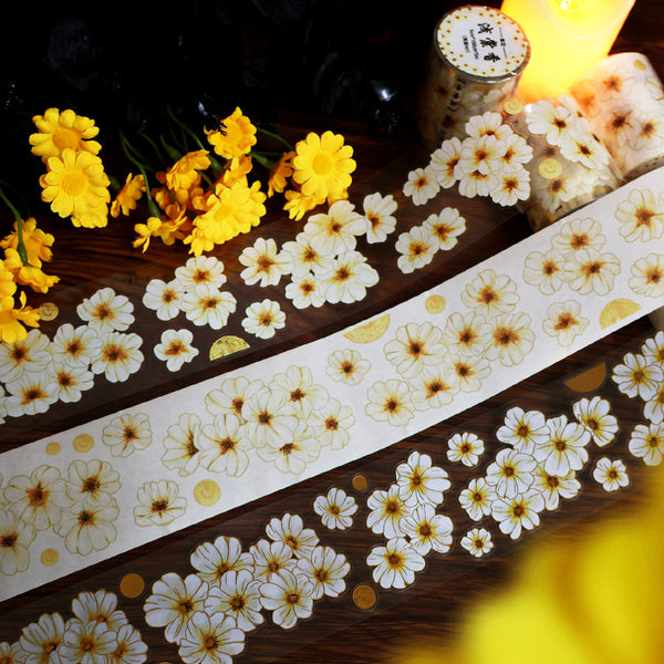 Whole Roll 5cm*5m Light crabapple fragrance Die Cutting Washi/PET/Gold Stamping PET Tape