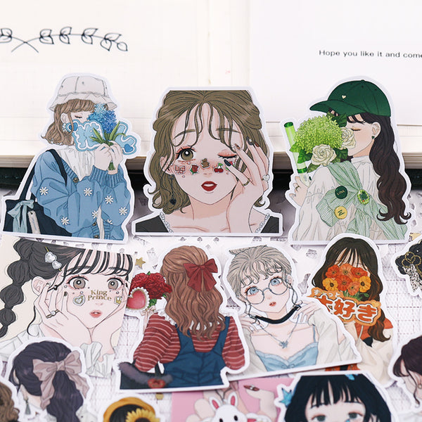 20PCS Girl in the shadow of Flowers series sticker