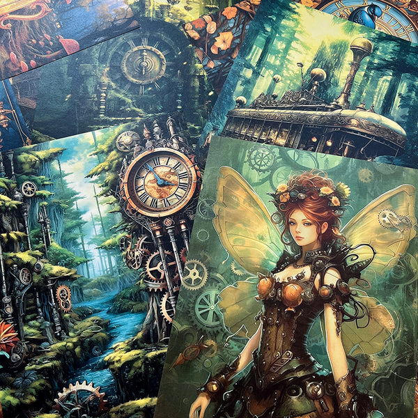 48PCS Steampunk forest elf background paper