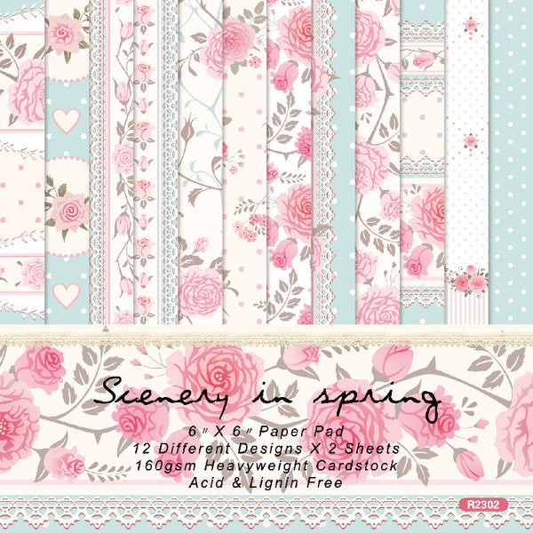 24PCS Scenery in spring background paper