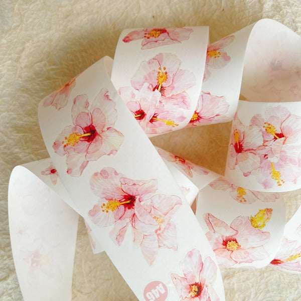 Whole Roll 5cm*5m Hibiscus flower Die Cutting Washi/PET/Fog PET Tape