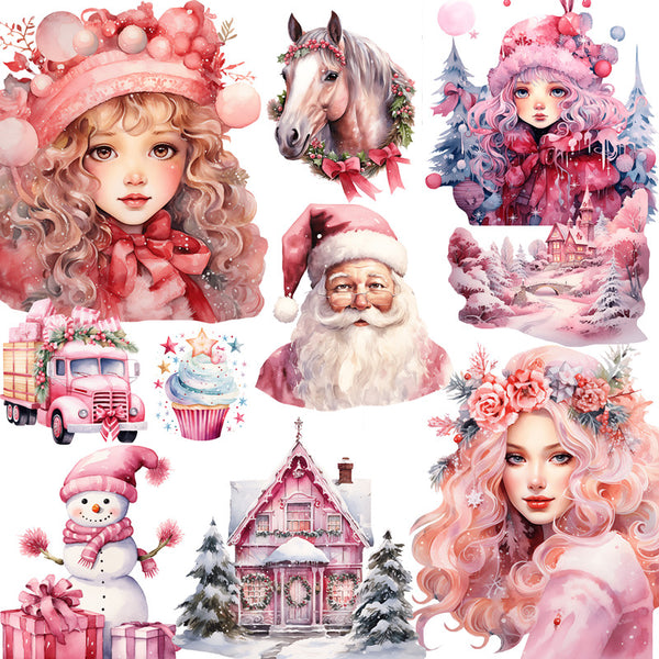 20PCS Pink Christmas sticker