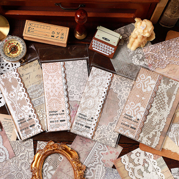30PCS Lace Story series material paper