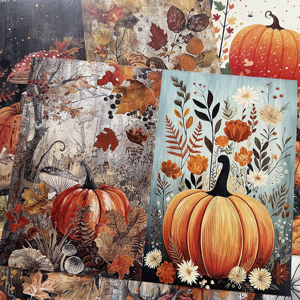 10PCS Pumpkin mushroom plant background paper