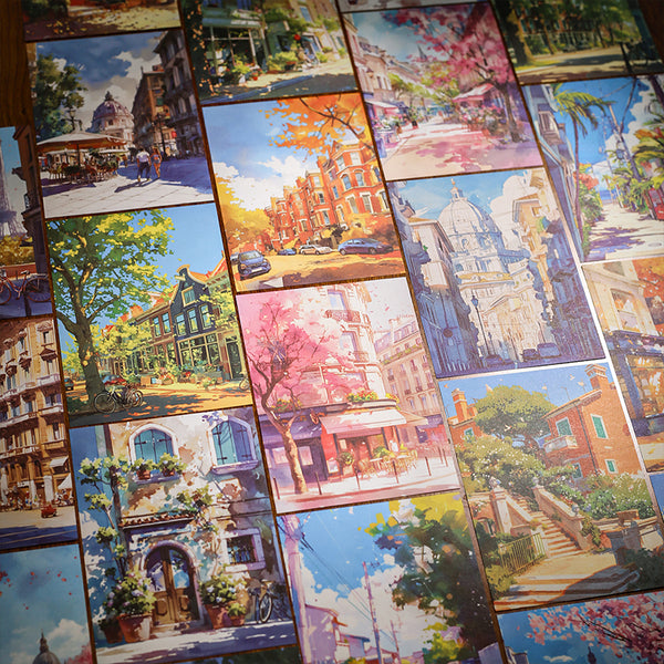 10PCS The City Outside the Window Series material paper