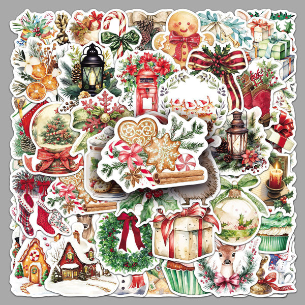 50PCS Retro watercolor Christmas Sticker