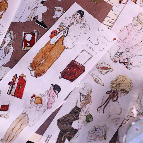 5.5cm*100cm The wind of freedom Die Cutting Washi/PET/Fog PET Tape