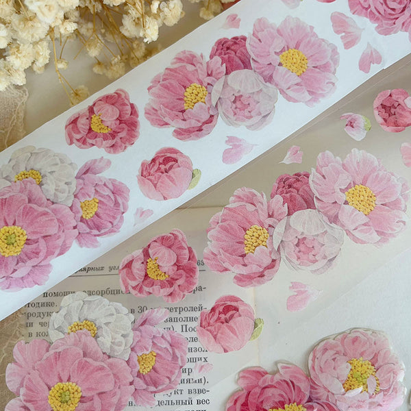 Whole Roll 5cm*5m Peony powder Washi/PET Tape