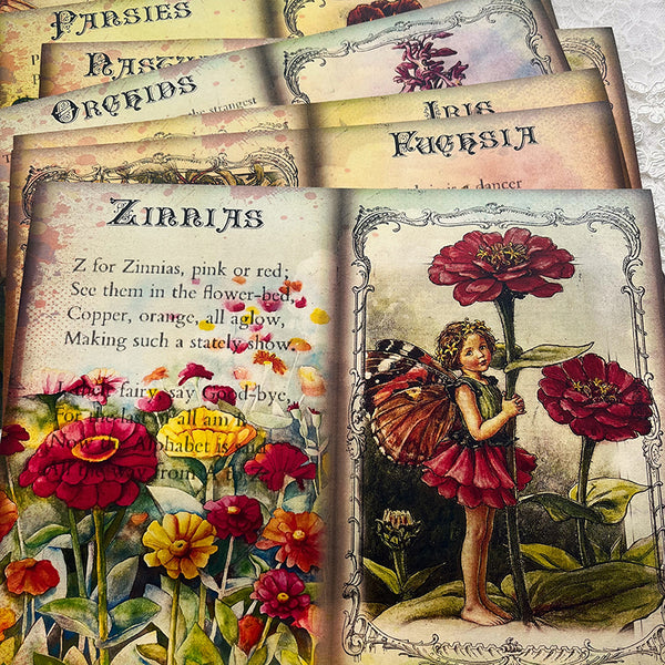 8PCS Vintage flower Fairy background paper