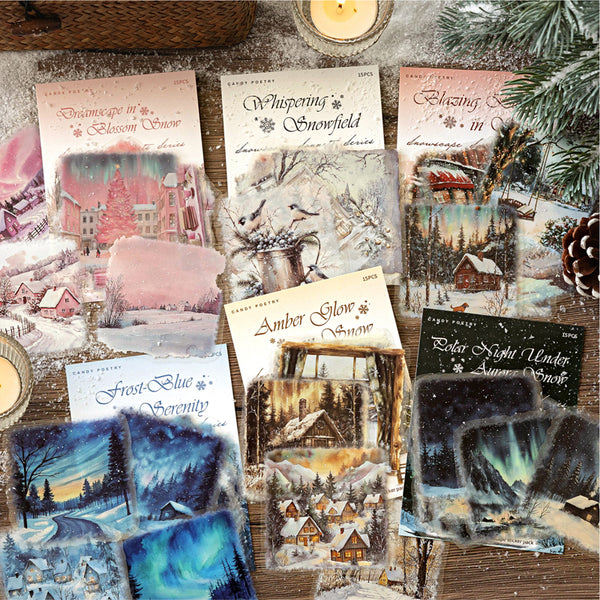 15PCS Snow Realm Poems Series sticker