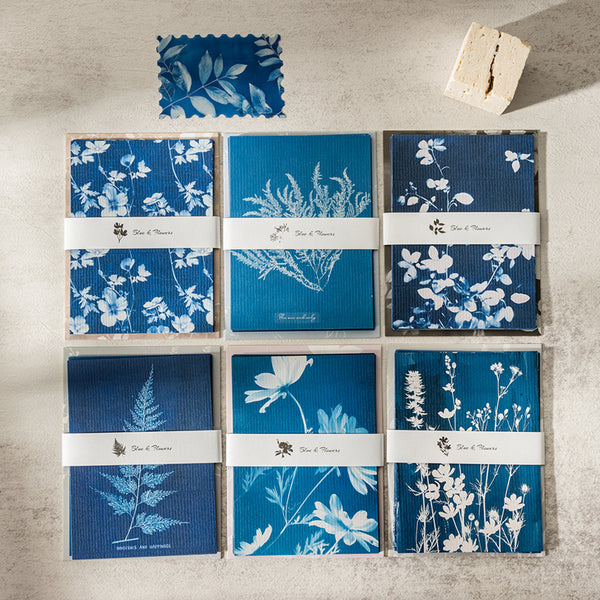 20PCS Blue Flower Shadow Series material paper