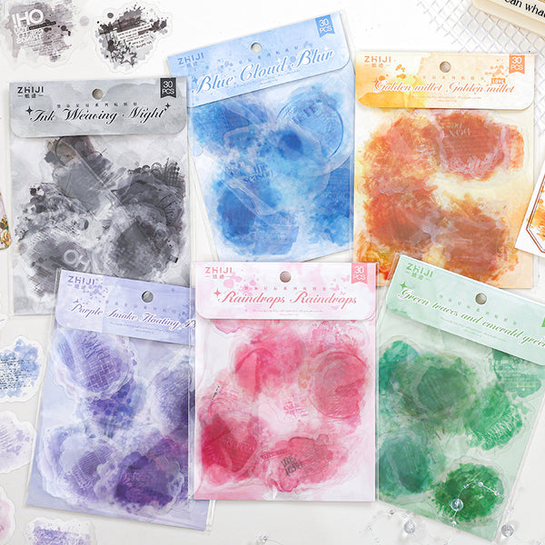 30PCS Ink dyed Stars Series sticker