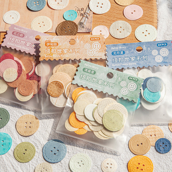 64PCS Button family series material paper