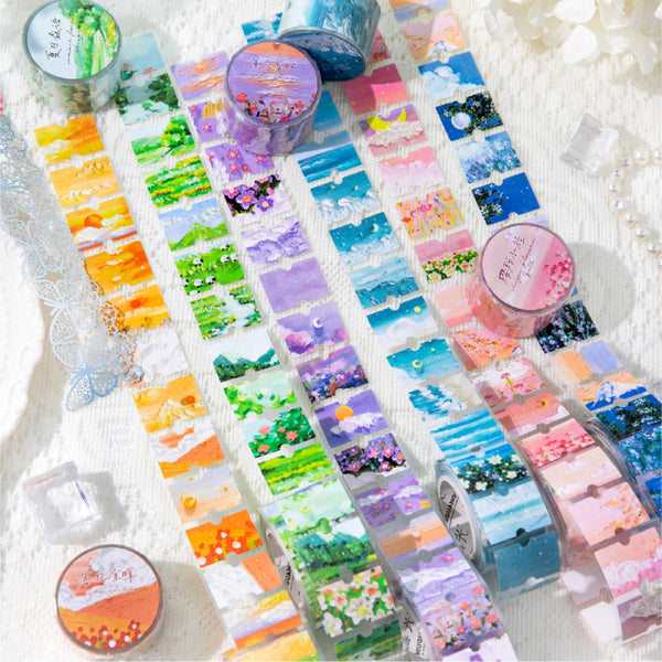 Pen Tip Travelogue Series Die Cutting Flash Self-adhesive Tape