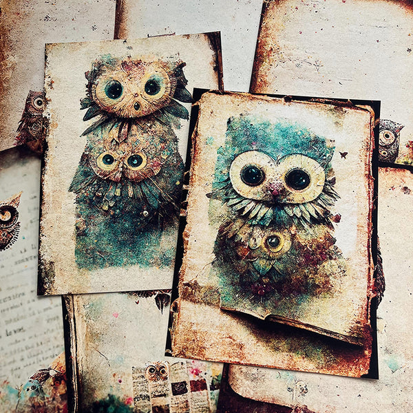 8PCS Weird owl background paper