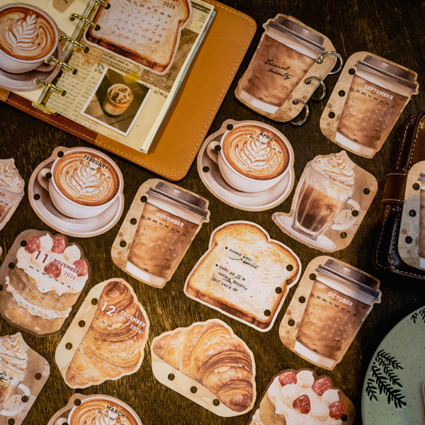 12PCS Coffee and bread series note paper