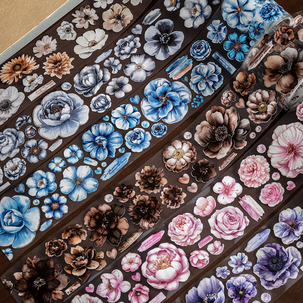 Flowers rest in peace series Die Cutting Synthetic Paper Tape