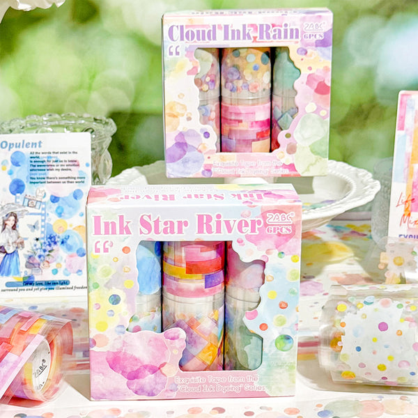Cloud Water Ink Dyeing Series Die Cutting PET Tape Set