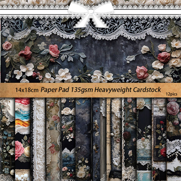 12PCS Victoria Lace material paper