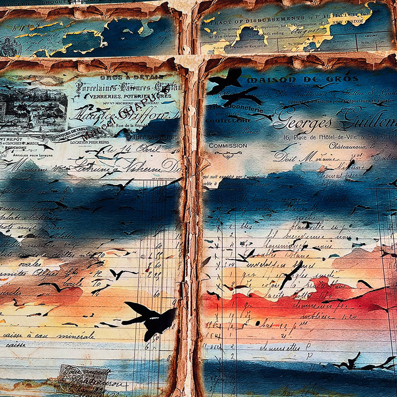 4PCS Vintage Dusk beach lighthouse background paper – LBLYXIR