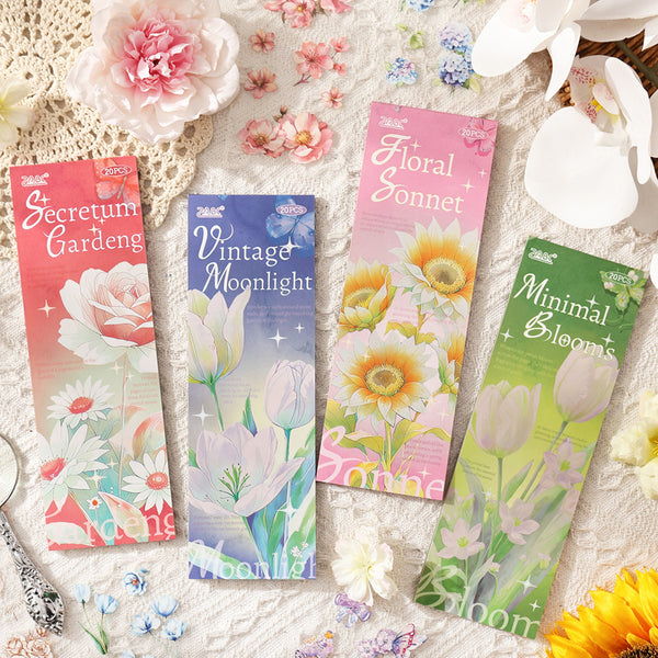 20PCS Flower Record Quotes Series sticker book